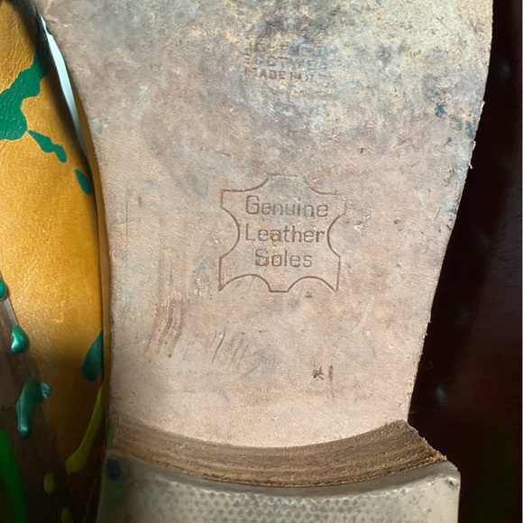 Hand Painted Vintage Leather Clogs - Unisex - Picture 10 of 16